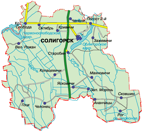 Карта Солигорского района